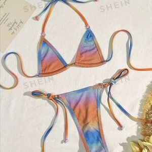 Shein shimmer tie dye bikini